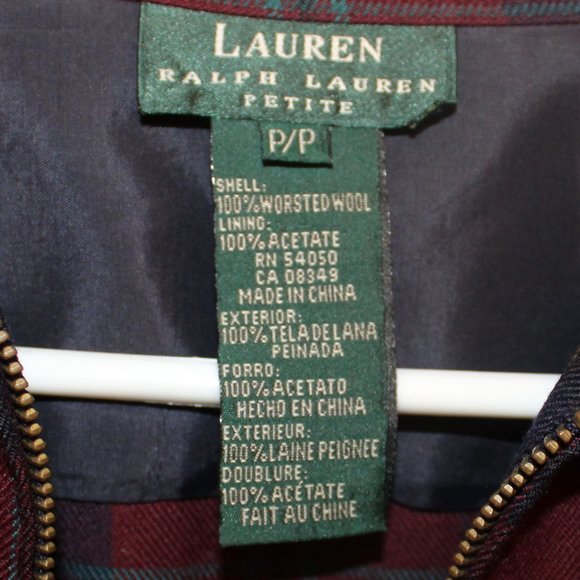 Ralph Lauren zip-up plaid flannel jacket 100% wool shell - Picture 4 of 8